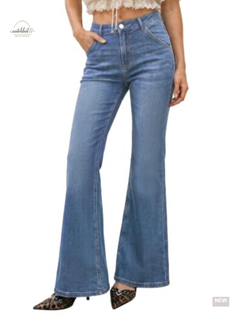 Women's 4-Way Stretch High Waisted Flare Jeans Bell Bottom Denim Jegging